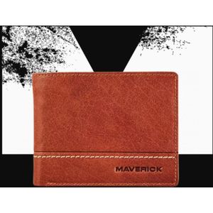 MAVERICK LEDEREN COMPACT BILLFOLD ANTI-SKIM - COGNAC