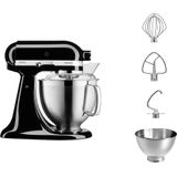 KitchenAid keukenmachine - Artisan - Keukenrobot met 5 accessoires uit roestvrij staal en schenkschild - 300 W - 4,8 L - Onyx zwart