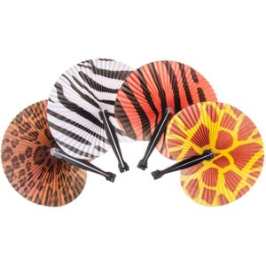 Waaier - Dierenprint - 23 cm Diameter - Papieren Waaier Assorti