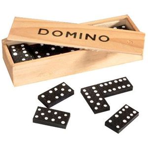 Twisk Domino spel in houten kistje 5214 - Klassiek denkspel voor jong en oud - Leeftijd 3+ - 28 dominostenen - Afmetingen 15x5x3cm
