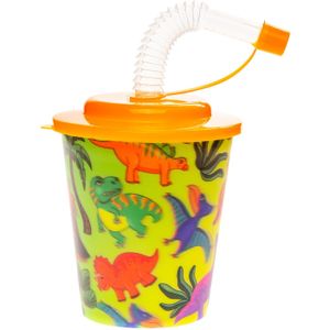 Duckiez 3D Beker Met Rietje En Deksel Dinosaurus - 12 stuks