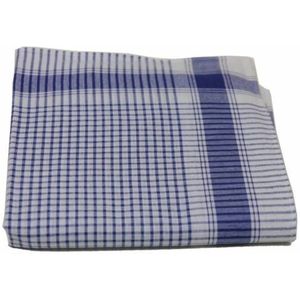 Tiseco 12 stuks Heren zakdoeken Vichy Blauw - 40 - Wit