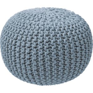 Knitted Pouf soft blue