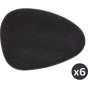 Placemat - Ziczac Tivoli - Rafia - Zwart - 32 x 42 cm