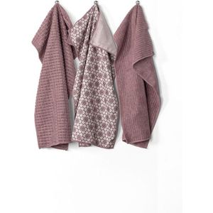 Keukenhanddoek - Mauve - ESSENTIAL - Microfiber - Set van 3 - 40x60cm