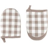 Tiseco Home Studio - Gingham - Keukenhandschoen - Taupe - Set van 2