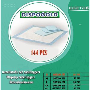 Dispogold incontinentie bed onderleggers 60x40 CM  (144 stuks)