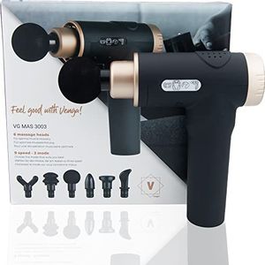 Venga! Diepgeweven massagepistool, 6 massagekoppen, 9 snelheden, 2 modi, zwart/koperkleurig, VG MAS 3003