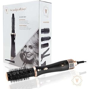 Venga! 5-in-1 heteluchtstyler voor haar drogen, krullen, stijlen, volumiseren, verrijken, stylen en borstelen, 5 accessoires, 6 haarclips, zwart/goud, 600 W, VG HCR 3001