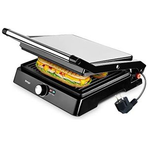 Venga! Panini en tafelgrill 2-in-1, opening 180°, 2200 W, roestvrij staal/zwart, VG COG 3003