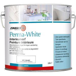 Zinsser Permawhite Zijdeglans 2,5 liter - Anti Schimmel Verf