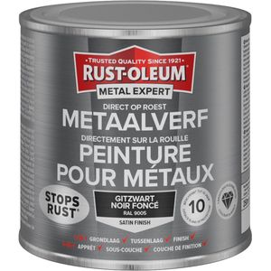 Rust-Oleum Metal Expert Direct Op Roest Metaal Verf Zijdeglans 250ml - RAL 9005