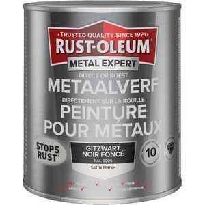 Rust-Oleum Metal Expert Metaalverf - Direct Op Roest - Zijdeglans - RAL9005 - 750ml