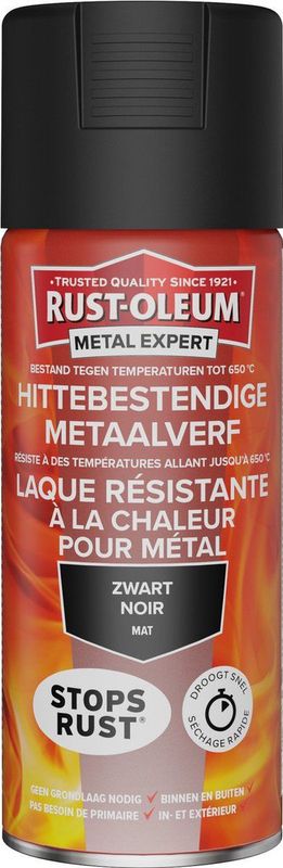 Rust-Oleum - Metal Expert - Hittebestendige Verf - Zwart - Spuitbus