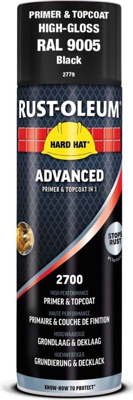 Rust Oleum Grondverf & Lak in 1 spuitbus ZWART GLANS RAL9005