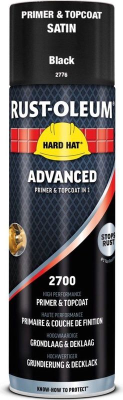 Rust Oleum Grondverf & Lak in 1 spuitbus ZWART ZIJDEGLANS RAL9005