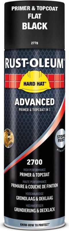 Rust Oleum Grondverf & Lak in 1 spuitbus ZWART MAT RAL9005