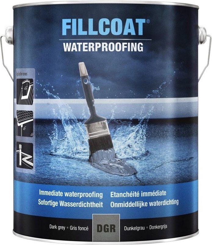 Rust-Oleum Fillcoat Waterproofing - Donker Grijs - 1L - Directe Waterdichting