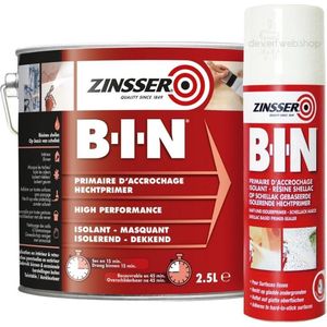 Zinsser Bin Primer - 1 Liter - Hechtprimer & Isolator - Schellak Gebaseerd - Sneldrogend