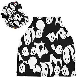 White Art Black Panda Stretchy Baby Auto Stoelhoes, Luifel Nursing Covers, Zachte Ademend Winddicht Sjaal Changepad voor Winter Baby Borstvoeding Jongens