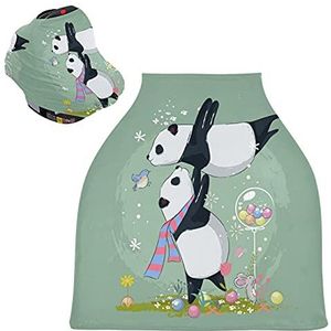 Hand getrokken schattige Panda Stretchy Baby Auto Stoelhoes, Luifel Nursing Covers, Zachte Ademend Winddicht Sjaal Changepad voor Winter Baby Borstvoeding Jongens