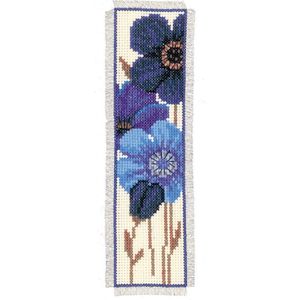 Vervaco Bladwijzer Blauwe Bloemen 2 Gekoelde Kruissteek Kit, Multi-Colour