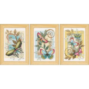 Miniatuur kit Decoratieve vlinders set van 3 borduren (pakket)