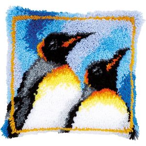 Vervaco PN-0147953 knoopkussen 2 pinguins knoopverpakking, katoen, meerkleurig, 40 x 40 cm / 16"" x 16