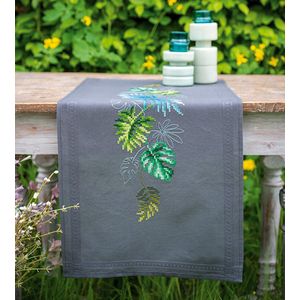 Vervaco Tischl&#228;ufer Kreuzstich Set ""Botanische Bl&#228;tter"", Stickbild vorgezeichnet, 40x100cm