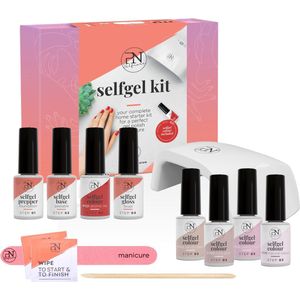 PN Selfcare Gellak Starterspakket Compleet - Nagellak gel - 1 Atomic Red + 4 Nude Gellak Kleuren - LED Lamp, Manicure Set & Nageltools - 8 x 6ml Gel Nagellak - Vegan & Hema Vrij