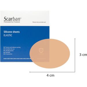 Scarban Elastic siliconenpleister ovaal 4x3 cm | vermindert littekens en littekenklachten | litteken pleister