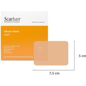 Scarban Light siliconen pleister 5 x 7,5 cm | vermindert littekens en littekenklachten | litteken pleister