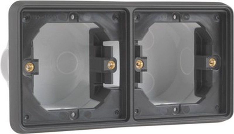 Niko - New Hydro 0012 - Inbouwdoos - Zwart - Kunststof - IP55 - Voor 2 Sokkels