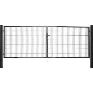 Roma/Milano dubbele poort H 180 x L 2x200cm antraciet