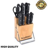 BergHOFF Messenblok met messen - 15delig messenblok - RVS - Handgeslepen - Professioneel - Hout