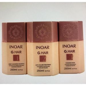Inoar G Hair 3x250ml Original braziliaanse keratine behandeling treatment & LIZZE TITANIO 480 F EXTREME & 250° C stijltang & Lizze Extreme Haardroger 2400 WATTS