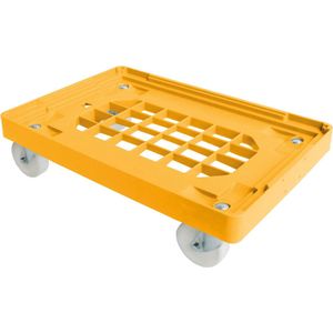Alpac Transportroller - Rolplateau - Voor bakken en kratten - 600 x 400 x 180 mm - Geel