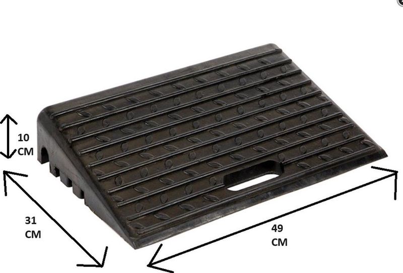 Rubberen oprijhelling met antislip - 49 x31 x 10 cm - drempelhulp