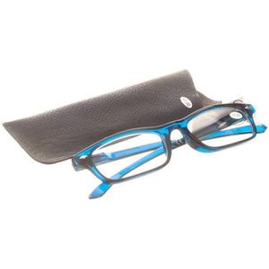 Lesebrille - Dunkelblau - Rechteckig-Oval - Mit Etui