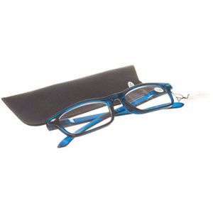 Bril - Donkerblauw - Rechteckig-Ovale Glazen - Inclusief Etui