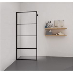 Inloopdouche sanimar loft lines helder veiligheidsglas 100x200 cm zwart nano antikalk coating 8 mm