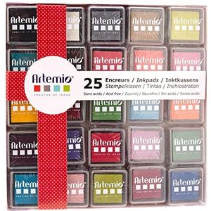 Artemio 10005112 Set van 25 inkt, meerkleurig, 7,8 x 1,5 x 10,8 cm