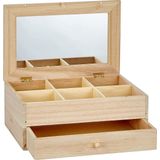 Artemio - Sieradendoos - Beige - Hout - 6 Vakken met Spiegel en Lade