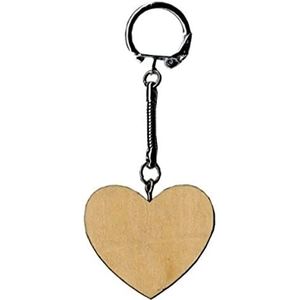 Artemio Hart om te versieren sleutelhanger, hout, beige, 4,5 x 0,5 x 10 cm 14001482