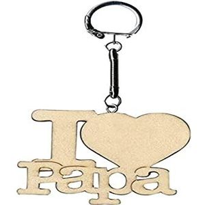 Artemio 14001715 I Love Papa sleutelhanger van hout, meerkleurig, 6,5 x 0,5 x 11,5 cm