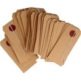 Artemio 11006808 50 etiketten, kraftpapier, met metaaldraad, 4 x 9 cm, beige