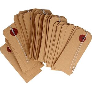 Artemio 11006808 50 etiketten, kraftpapier, met metaaldraad, 4 x 9 cm, beige