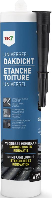 Tec7 WP7-101 Universeel Dakdicht - Zwart - 310ml - 1K MS Hybride Polymeer