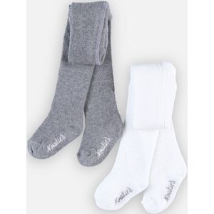 Set met 2 Paar Broekkousen - Wit - Grijs - Sokken