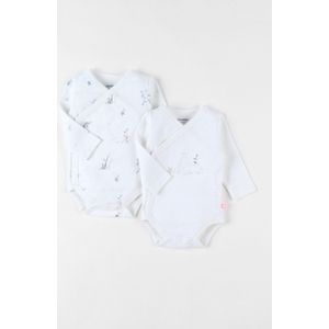 Noukie's - Rompertjes - 2 Pack - Unie- Savanne - Ecru - lange mouw - 00 maand 46 Premature